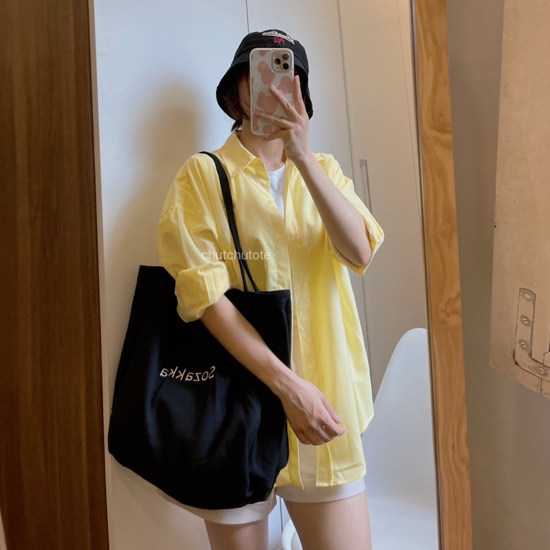 T297-298-299/Túi tote túi vải canvas nhiều màu phong cách Hàn quốc, có ngăn phụ bên trong thời trang ulzzangote
