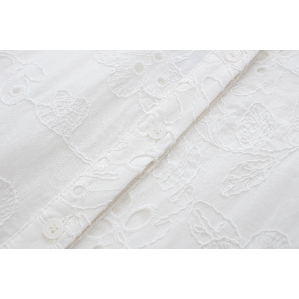 Zara Morocco full tag - Đầm Zara trắng thêu hoa chìm tinh tế AT0DSDG85N10