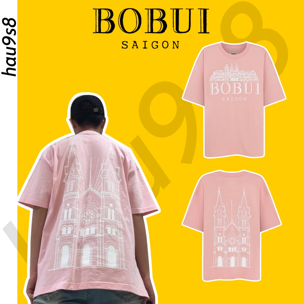 Áo thun BOBUI NHÀ THỜ form rộng unisex cổ tròn tay lỡ nam nữ bigsize ( FULL BỌC + TAG )