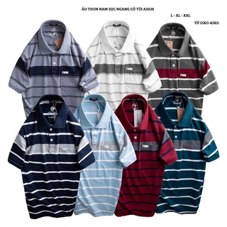 Áo thun sọc ngang nam có túi cao cấp gồm 8 màu (size M-> XXL) 028