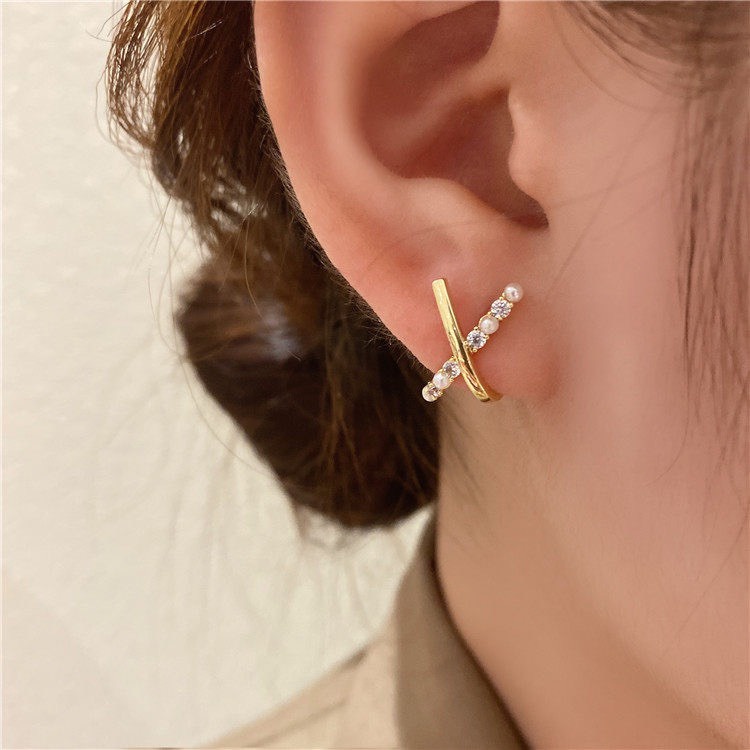 Hoa Tai, Bông tai Nơ Đá Ôm Tai her.accessrories H108