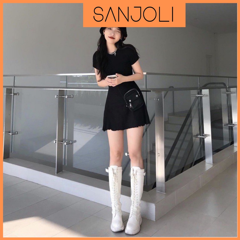 Váy Body SANJOLI Đầm Thun Ôm Body Ôm Eo Dáng Xòe Tay Ngắn Đi Dự Tiệc Sang Chảnh VD064 | BigBuy360 - bigbuy360.vn