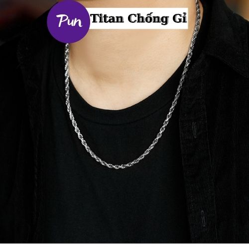 Dây Chuyền Nam Xoắn HipHop Thời Trang Nam Punstore Titan Không gỉ Màu Bạc Đồng Đẹp - Vòng Cổ Xoắn Trơn