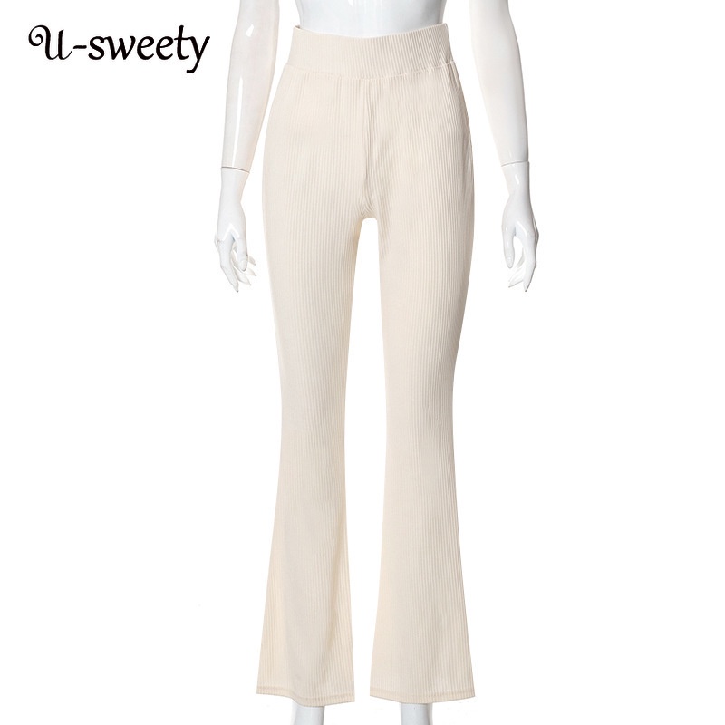 Quần Dài Ống Loe Dáng Ôm Màu Sắc Đơn Giản Thời Trang Cho Nữ