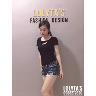 Lolyta s design - áo thun đen cổ khoét giọt cá tính siêu đẹp - ảnh sản phẩm 7