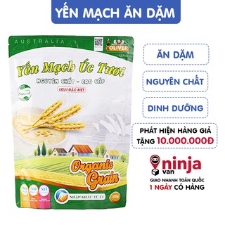 Yến mạch cho bé ăn dặm tươi organic cán vỡ 1kg, yến mạch cho bé ăn dặm xay bột ngon nguyên chất, tặng thực đơn - YMO