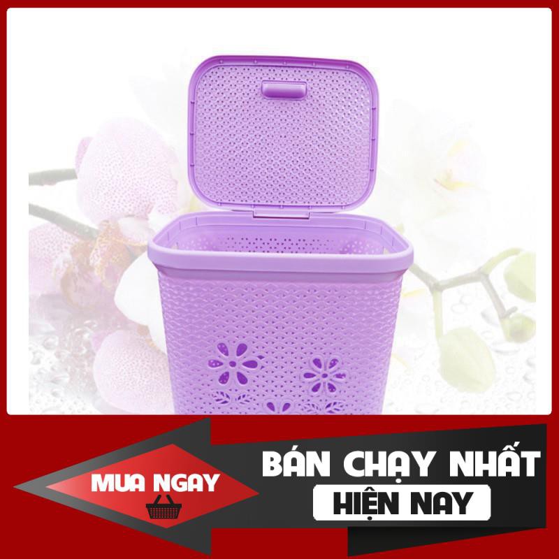 Giỏ đựng đồ có nắp hoa Việt Nhật - vật dụng sắp xếp đa năng-[LỚN]