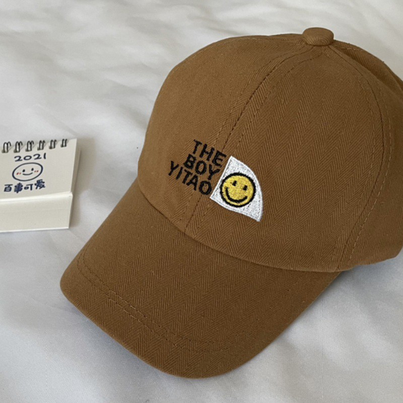 Mũ lưỡi trai thêu hình mặt cười thời trang cho bé