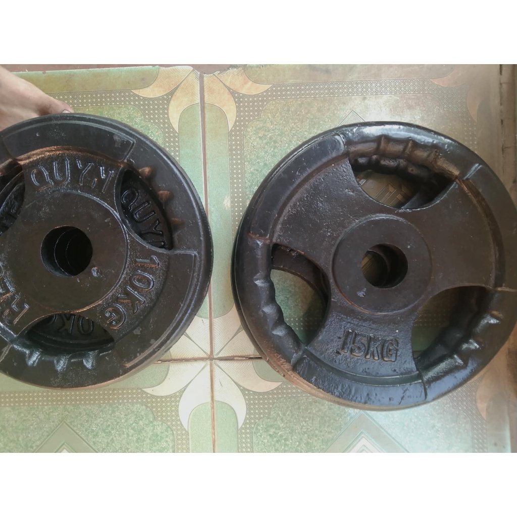 2 Viên Tạ Bánh 10kg Lỗ To Phi 50 Gang Đúc