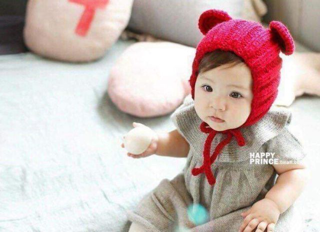 [ Mẫu mới về ] Mũ len tai gấu vặn thừng buộc dây