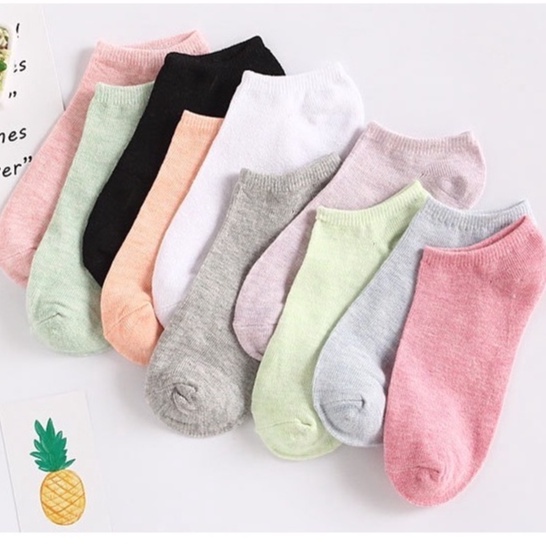 Tất Cổ Ngắn, Vớ Cổ Ngắn Basic Nam Nữ Trơn Nhiều Màu Vải Cotton Co Giãn, Thoáng Khí Chống Hôi Chân - Iclassy_shoes