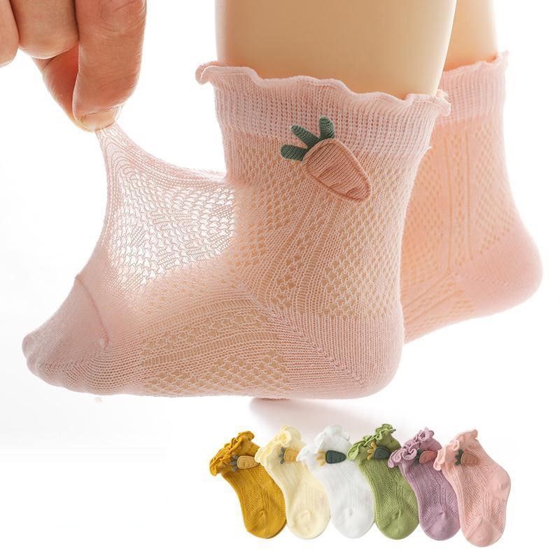 Set 3 Đôi Vớ 3 Đôi Vớ Chống Trượt In Họa Tiết Hoạt Hình Chú Thỏ / Gấu Dễ Thương Thời Trang Mùa Hè Cho Bé Từ 0-3 Tuổi