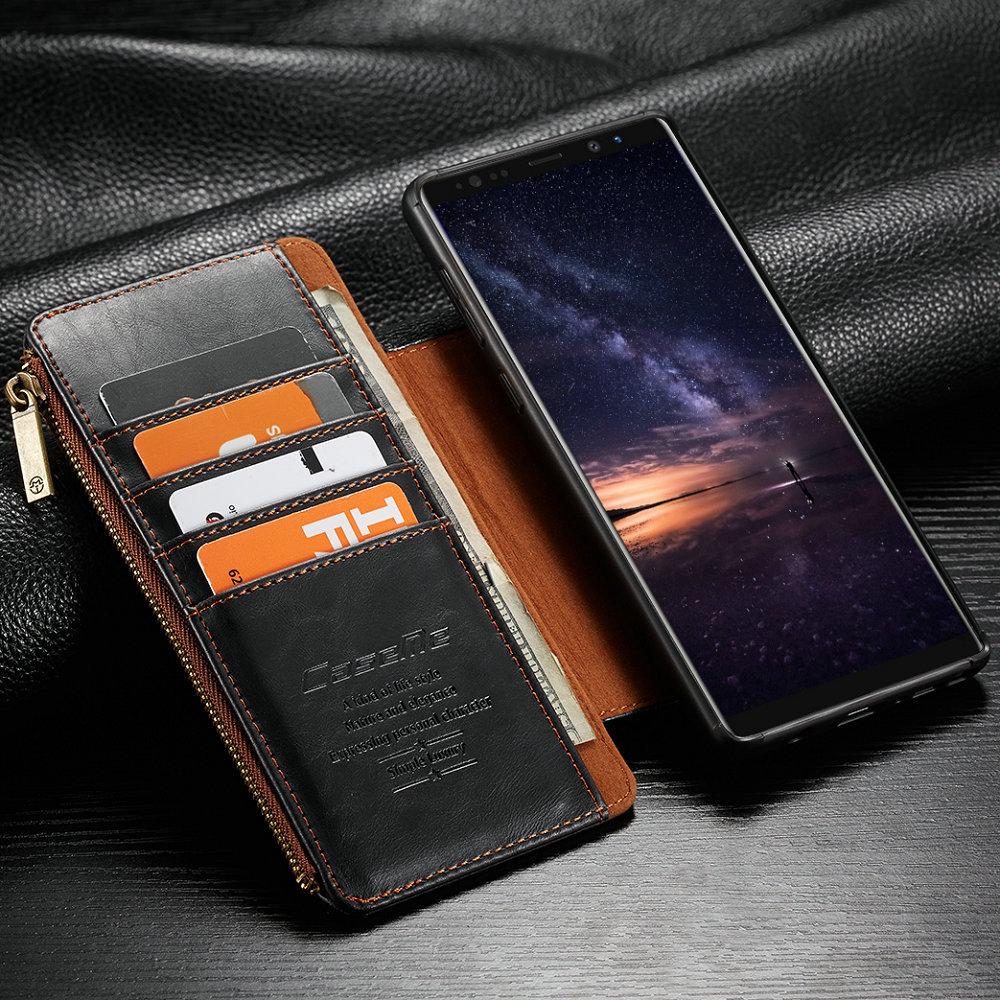CaseMe Samsung Galaxy Note 9 detachable wallet Flip case with zipper function 4 card leather case