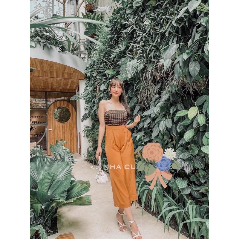 Jumpsuit hoạ tiết ống suông lỡ, item sang chảnh tôn dáng