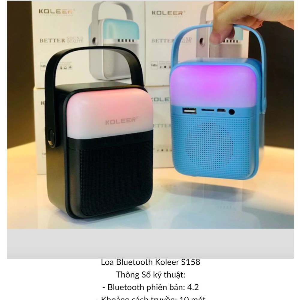 Loa bluetooth mini Koller thiết kế quai xách cực đẹp, âm thanh trong trẻo thời gian nghe nhạc 6h - Bảo hành 6 Tháng