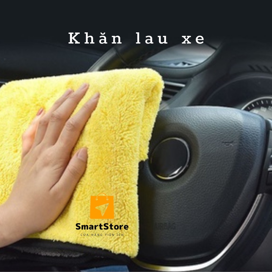 Khăn Lau Đa Năng Microfiber 2 Mặt Vàng - Xám, Siêu Thấm Không Rụng Lông, Thấm Hút Nước Tốt