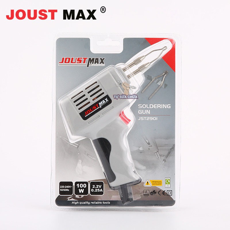 Mỏ hàn xung cao cấp chính hãng Joust Max 100W có đèn trợ sáng cho mối hàn đẹp và chính xác, làm nóng cực nhanh