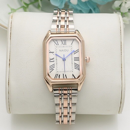 Đồng hồ nữ dây kim loại mặt vuông Thương hiệu NAIDU đồng hồ dây demi trẻ trung - DHV27