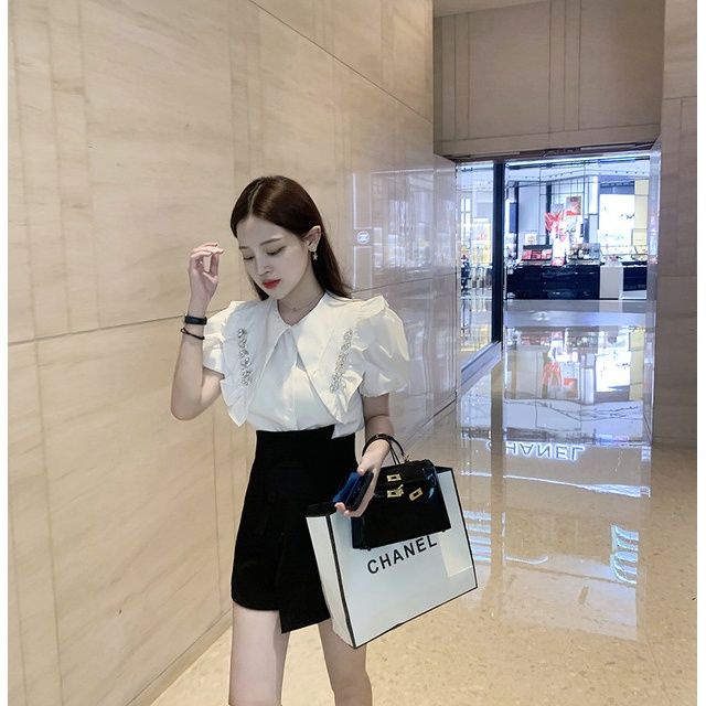 Áo Sơ Mi Tay Phồng Cổ Bẻ Thời Trang Mùa Hè 2022 Phong Cách Mới Cho Nữ