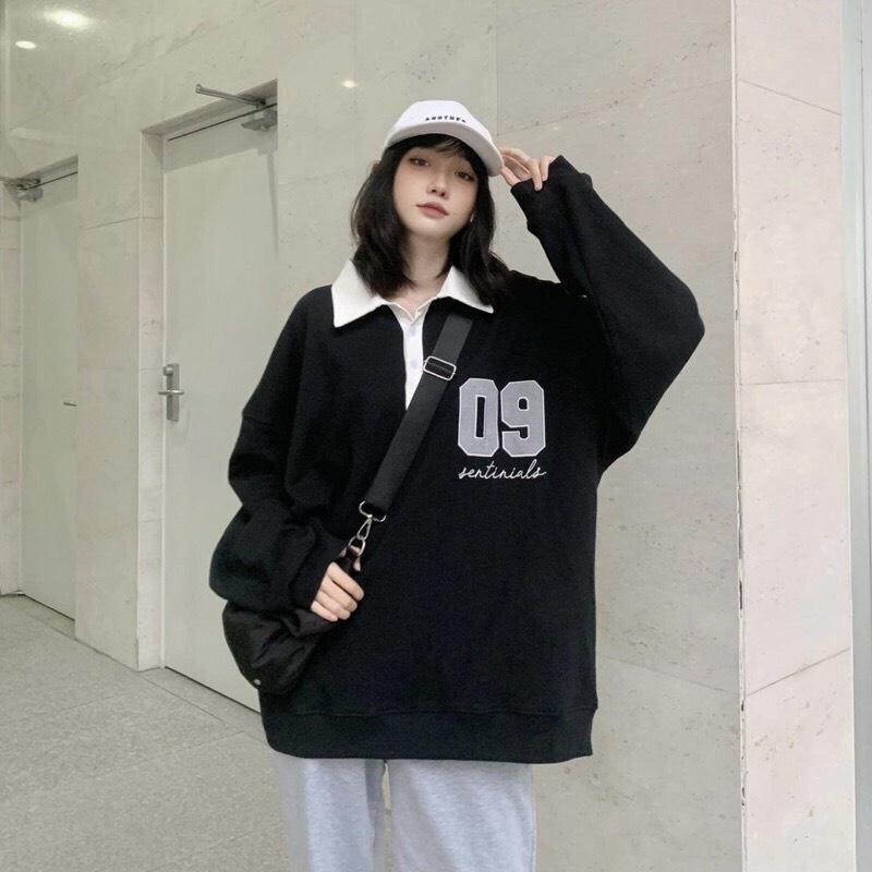 Áo Polo Dài Tay 09 ❤ Áo Phông Cotton Dáng Rộng Nam Nữ CH69