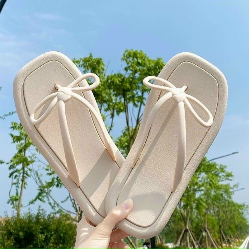 Dép Kẹp Nơ Siêu Xinh, Đế Cao Su Mềm, Dép Đi Biển đi chơi