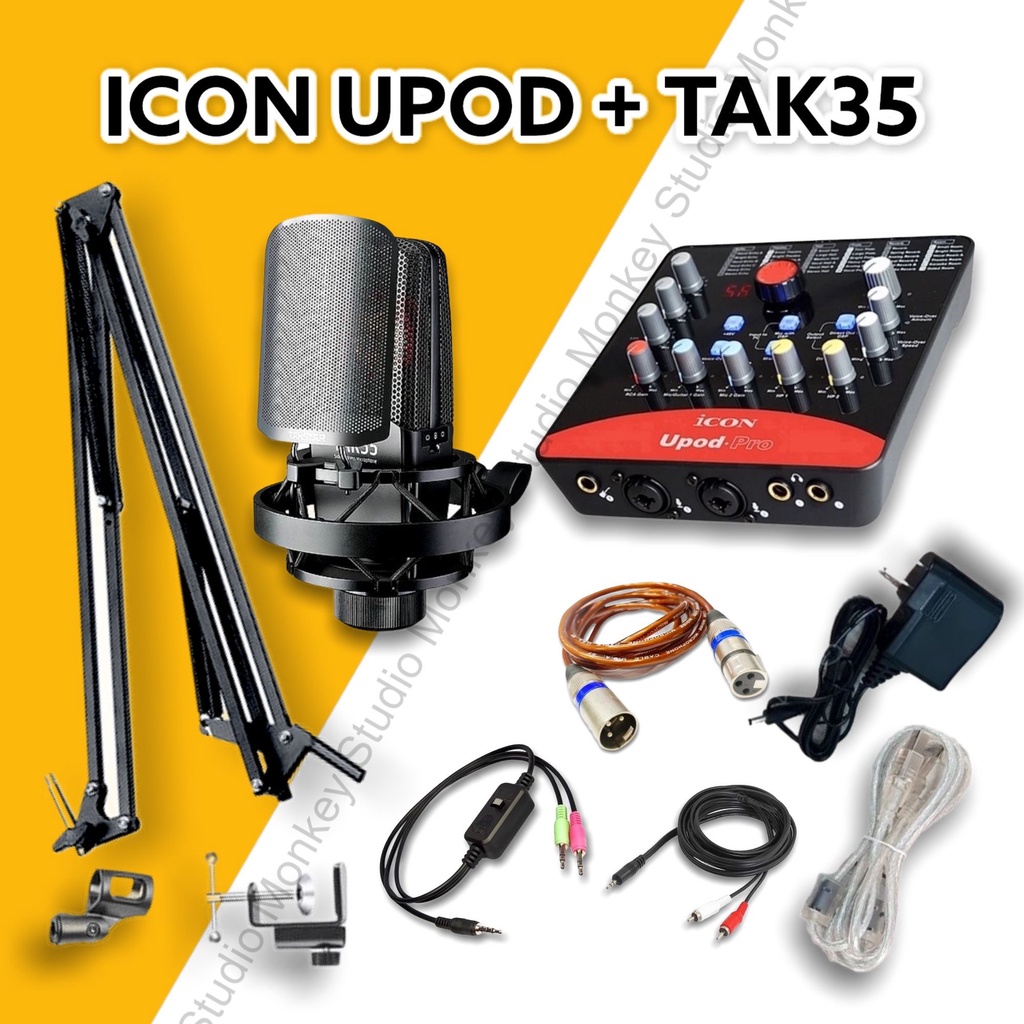 Bộ Combo Mic Thu Âm Hát Livestream Soundcard ICON UPOD PRO &amp; Mic TAKSTAR TAK35 ⚡BH 1 NĂM⚡ Thu Âm Điện Thoại Máy Tính