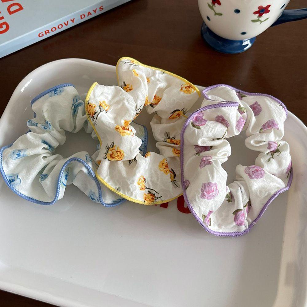 Dây Cột Tóc Cỡ Lớn Họa Tiết Hoa Dễ Thương Phong Cách Pháp Cho Nữ WMES15H