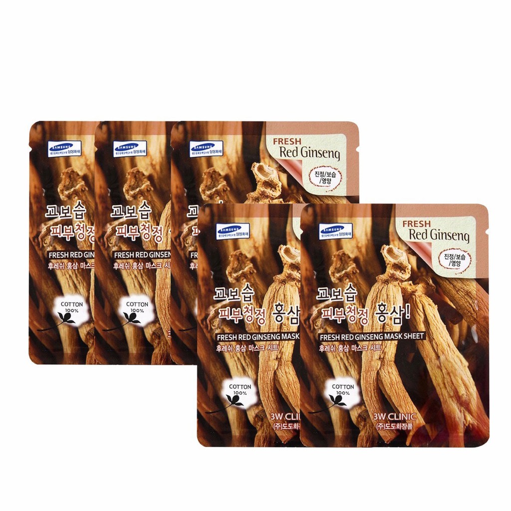 Mặt Nạ Dưỡng Da Chống Lão Hóa Nhân Sâm 3W Clinic Fresh Red Ginseng Mask Sheet