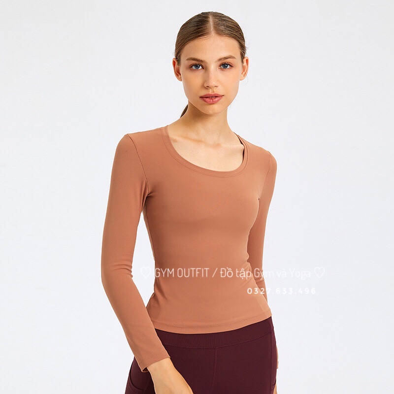 Áo Dài Tay Tập Gym -Áo Tập Yoga, Áo Thể Thao Dài Tay Thu Đông 2022 Không Kèm Mút Vải Lulu Cao Cấp.