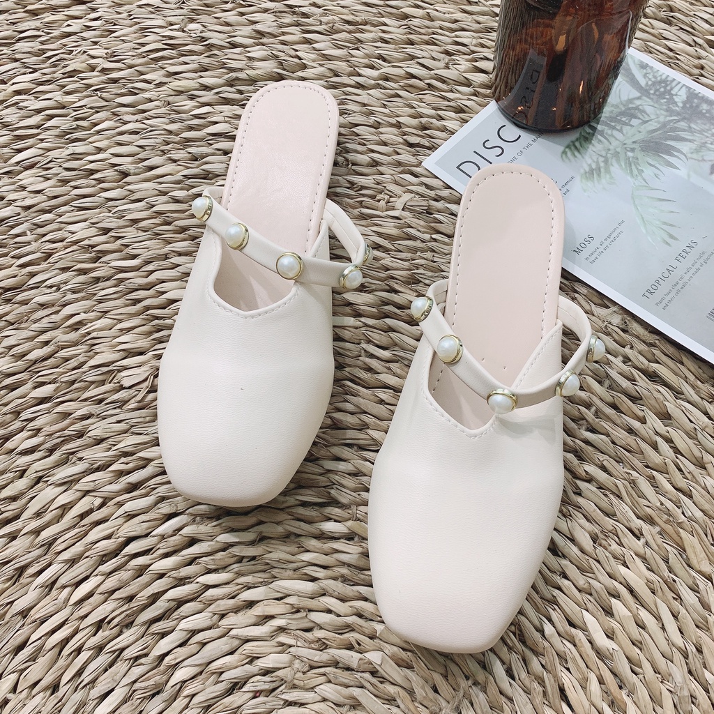 [XẢ KHO] Giày sục nữ đế bằng đính khuy chuỗi ngọc S358 SUTANO | BigBuy360 - bigbuy360.vn