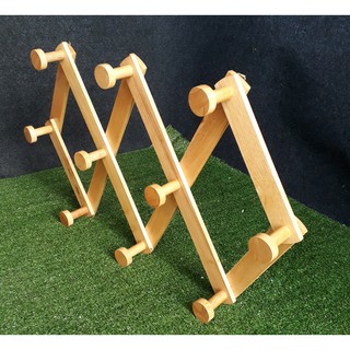 Móc treo quần áo, nón bảo hiểm gắn tường cỡ lớn bằng gỗ, móc áo xếp bằng gỗ, móc gỗ treo quần áo  bền đẹp (Tự nhiên)