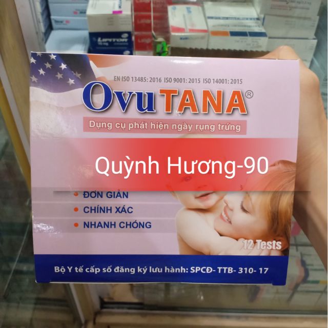 OVUTANA ( hộp 12 que ) dụng cụ phát hiện ngày rụng trứng