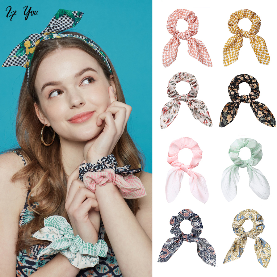 Dây chiffon cột tóc đính nơ &amp; hoa nhiều màu phong cách Bohemia - Hàn Quốc sang trọng