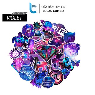 Bộ 35 Sticker Màu Tím Dán Trang Trí MB, Vali, Mũ Bảo Hiểm, Điện Thoại, Laptop