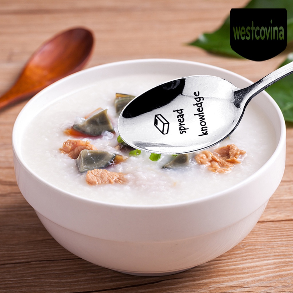 [Hot]☀ Bộ Đồ Tráng Miệng Bằng Thép Không Gỉ Siêu Nhẹ In Chữ Cho Canteen