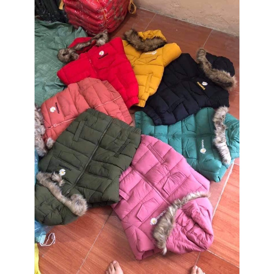 ÁO KHOÁC PHAO NỮ , ÁO PHAO MŨ LÔNG HOA CÚC CHẤT PHAO SIÊU MỀM MỊN, SIZE 40-62kg-HTC_ | BigBuy360 - bigbuy360.vn