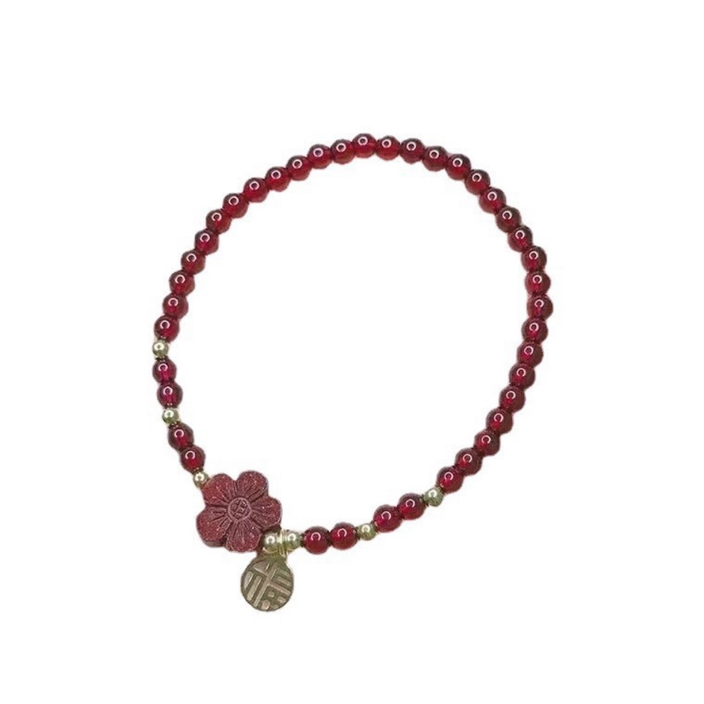 [Hàng Mới Về] Vòng Tay Cặp Đôi Đính Hoa Đỏ Xinh Xắn