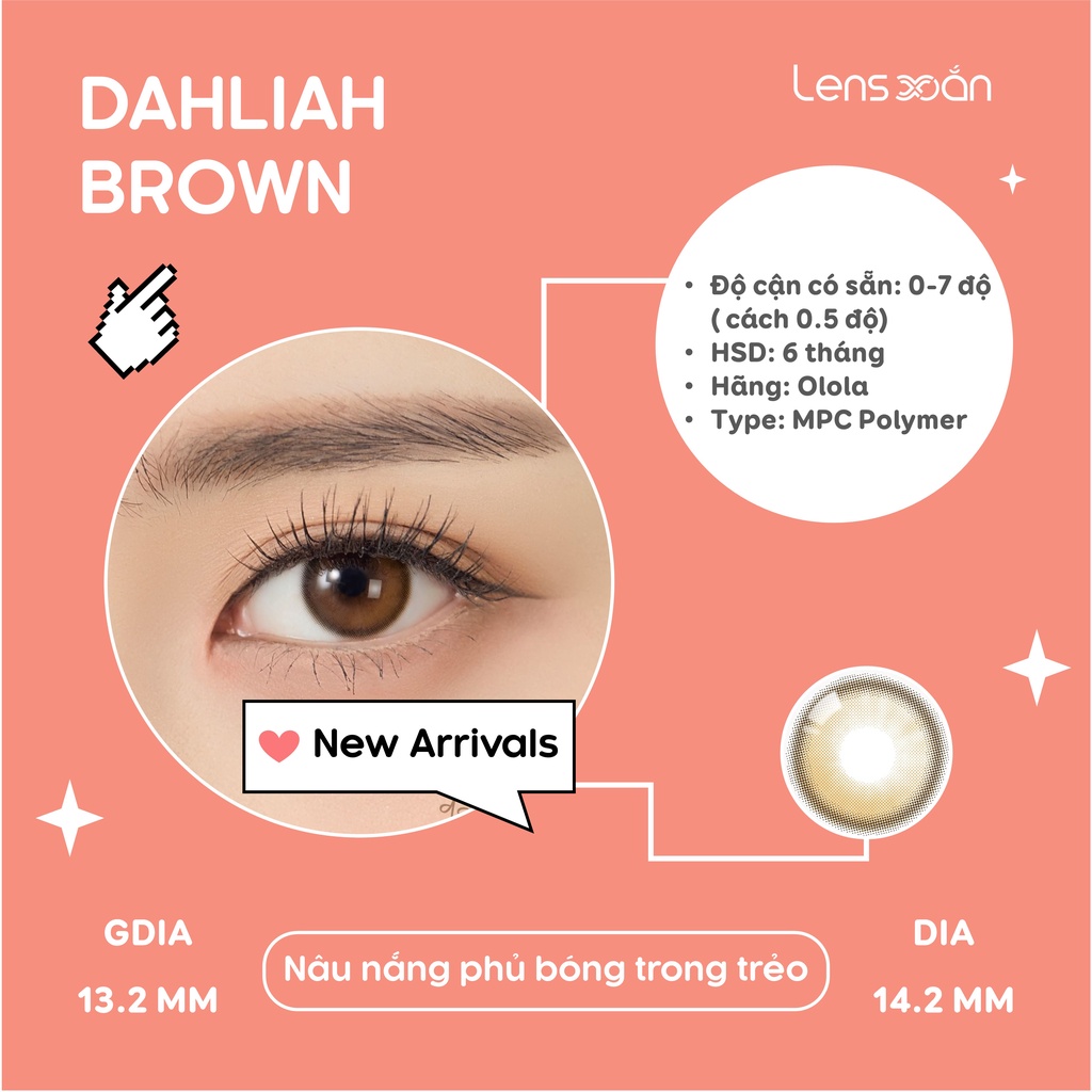 KÍNH ÁP TRÒNG CAO CẤP DAHLIA BROWN CỦA OLOLA ( MPC LENS): LENS NÂU SỮA NGỌT NGÀO PHỦ BÓNG | LENS XOẮN ( GIÁ 1 CHIẾC)