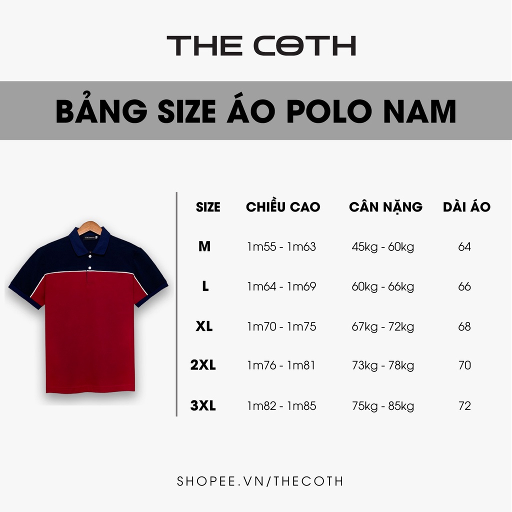 Áo Thun Polo Nam Đẹp phong cách sang trọng cao cấp chất vải Cotton mềm mịn thoáng mát Thương Hiệu THE COTH PL1M1017 | BigBuy360 - bigbuy360.vn