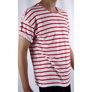 Áo thun Sọc ngang tay lở After All cotton 2 chiều màu đỏ