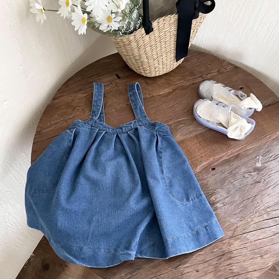 Đầm Yếm Denim Dễ Thương Thời Trang Mùa Hè Cho Bé Gái