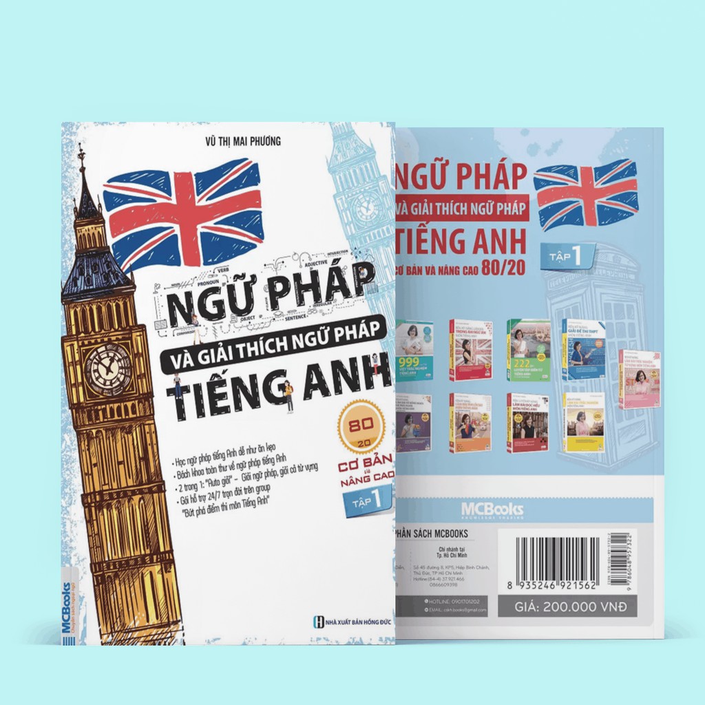 Sách - Ngữ Pháp Và Giải Thích Ngữ Pháp Tiếng Anh Cơ Bản Và Nâng Cao 80/20 - Tập 1 (Học Cùng App MCBOOKS)