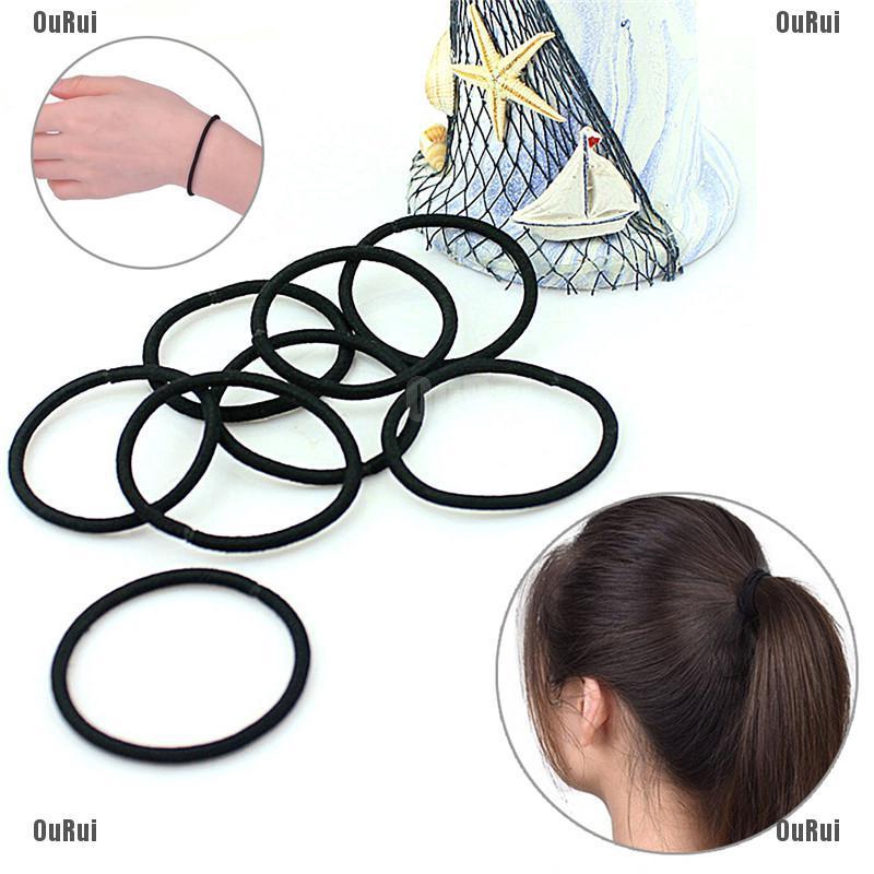 Set 40 Dây Cột Tóc Co Giãn Màu Đen Xinh Xắn Cho Nữ
