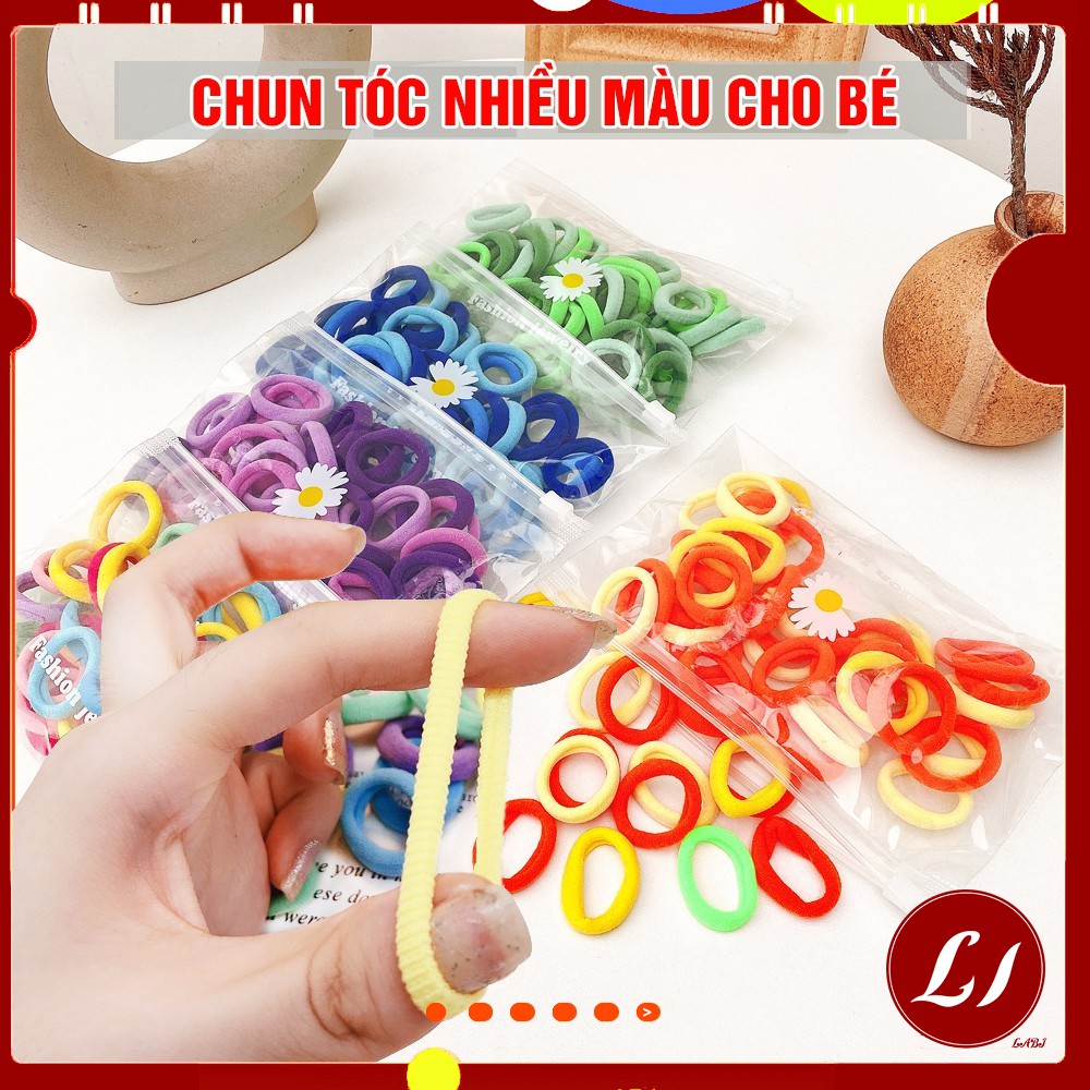 Set 3 chiếc Chun tóc tròn co dãn nhiều màu dễ thương cho bé