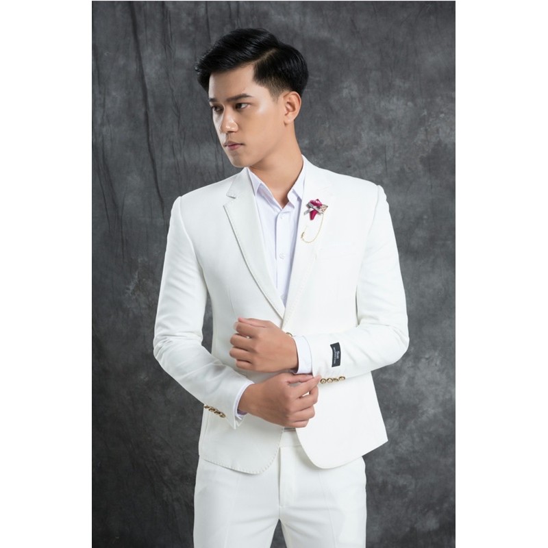 Bộ vest nam,Aó vest nam thời trang ,bộ suit màu trắng tinh cao cấp lịch lãm cho phái mạnh, com lê blaze