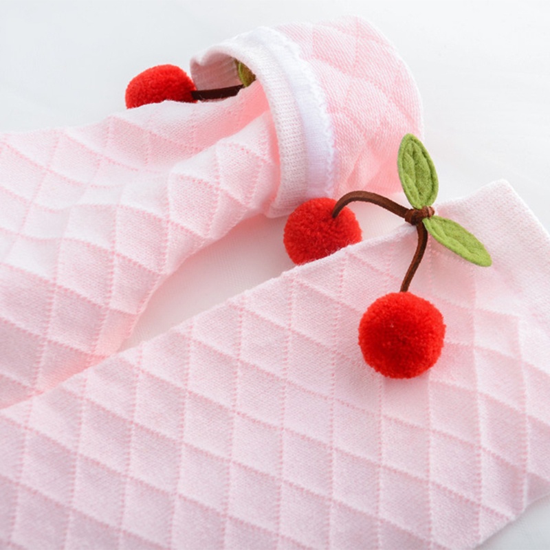 Vớ Cao Đến Đầu Gối Màu Trơn In Họa Tiết Cherry Dễ Thương Cho Bé Gái