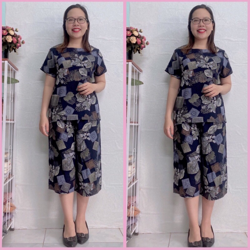 Bộ đồ trung niên cao cấp vải lanh  nhung cực mát, sang trọng