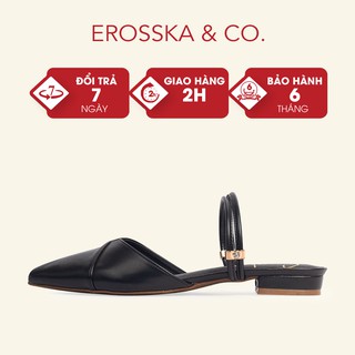 Giày cao gót Erosska mũi nhọn cách điệu phối quai dây cao 2cm màu đen_ EL004