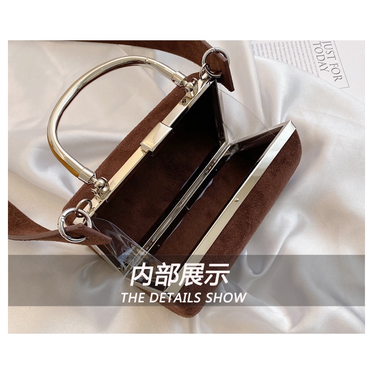 Túi đeo vai JASMIN NOIR làm từ da lộn hình gối đơn giản thời trang cho nữ