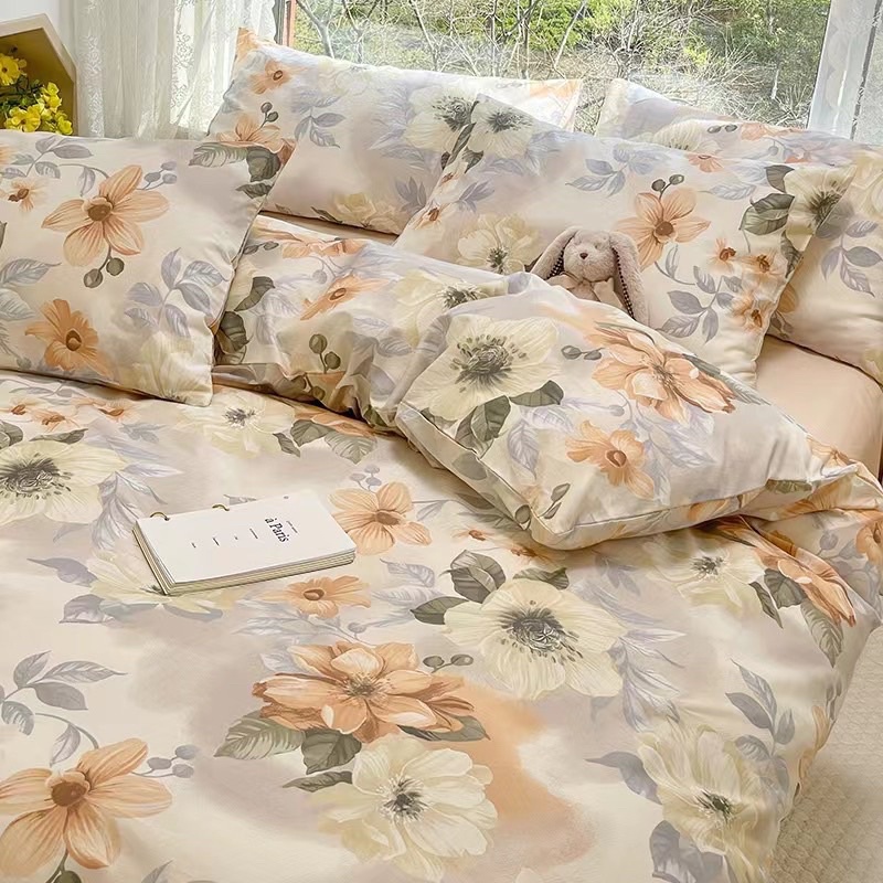 Set Bộ Vỏ Chăn Ga Cotton Living Hoa Nhí Chất Cotton Thoáng Mát (shinbedding)